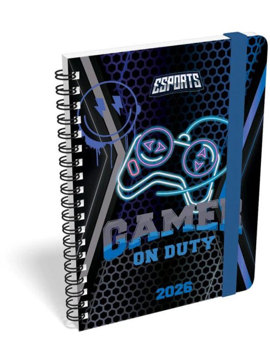 Lizzy Calendar heti tervező, B/6, spirál, 2026, Esport Game on Duty