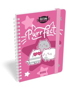   Lizzy Calendar heti tervező, B/6, spirál, 2026, Kittok Purrfect