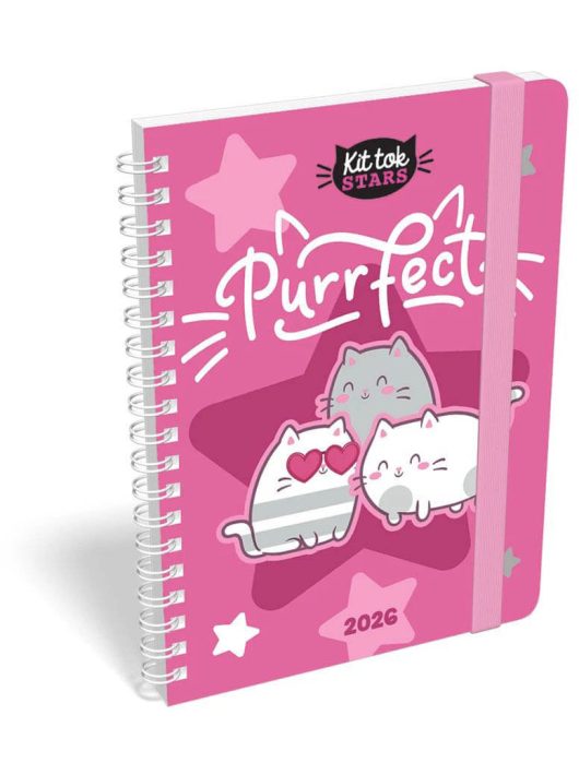 Lizzy Calendar heti tervező, B/6, spirál, 2026, Kittok Purrfect