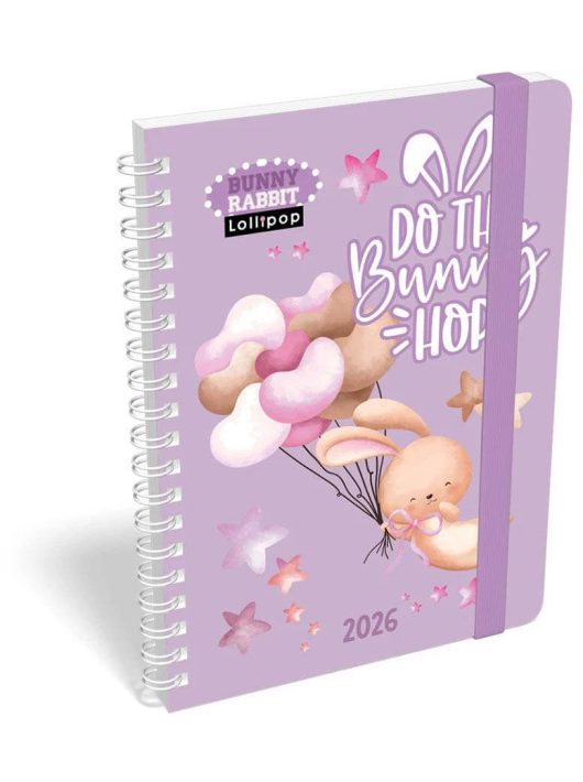 Lizzy Calendar heti tervező, B/6, spirál, 2026, Lollipop Bunny Rabbit