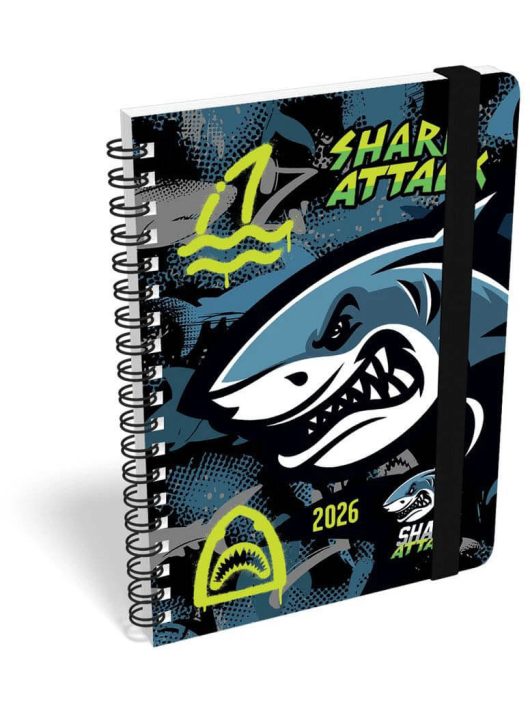 Lizzy Calendar heti tervező, B/6, spirál, 2026, Shark Attack