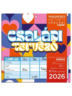   Lizzy Card mágneses, kétheti tervezőnaptár, 22x22cm, 2026, Családi tervező