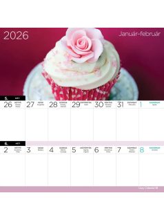   Lizzy Card mágneses, kétheti tervezőnaptár, 22x22cm, 2026, Sütemények