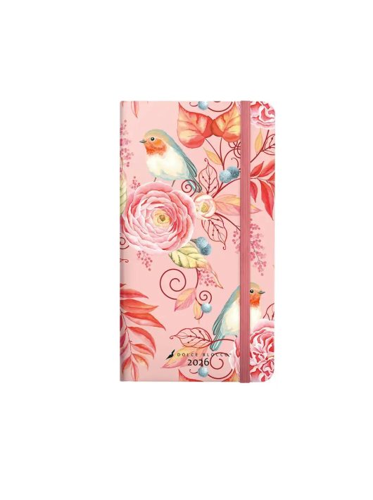 Dolce Blocco Secret Pocket Planner zsebnaptár, heti, 9,4x17cm, 2026, Sweet Birdy