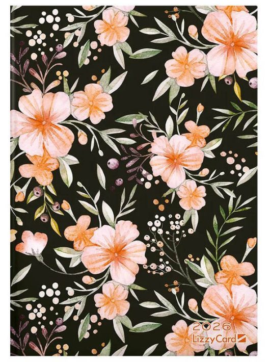 Lizzy Calendar határidőnapló, B/6, napi, keményfedeles, 2026, Black or orange