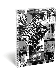   Street Rules spirál füzet A/4, kockás, 70 lapos, Lizzysuli