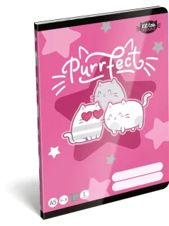   Cicás tűzött füzet A/5, 32 lap vonalas 1.osztály (14-32), Lizzysuli, Kittok Stars Purrfect
