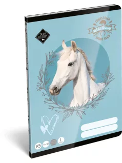   Lovas tűzött füzet A/5, 32 lap vonalas 1.osztály (14-32), Lizzysuli, Wild Beauty Sport Club