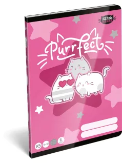   Cicás tűzött füzet A/5, 32 lap vonalas 2.osztály (16-32), Lizzysuli, Kittok Stars Purrfect