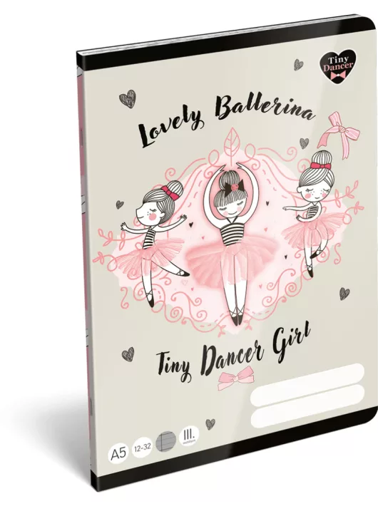 Balerina tűzött füzet A/5, 32 lap vonalas 3.osztály (12-32), Lizzysuli, Tiny Dancer Lovely Ballerina