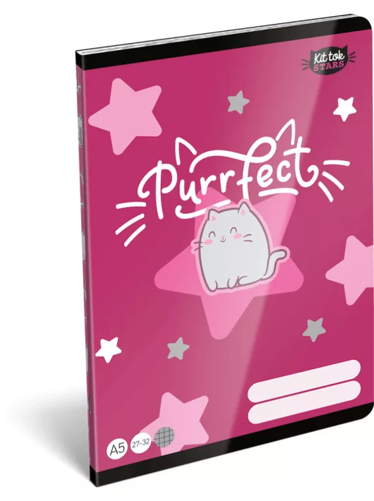Cicás tűzött füzet A/5, 32 lap kockás (27-32), Lizzysuli, Kittok Stars Purrfect