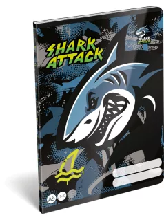   Cápás tűzött füzet A/5, 32 lap kockás (27-32), Lizzysuli, Shark attack