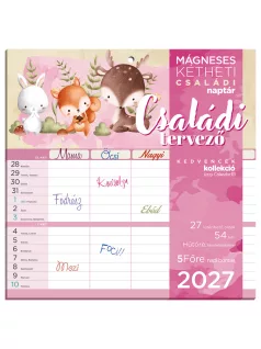   Lizzy Calendar mágneses, kétheti tervezőnaptár, 22x22cm, 2027, Családi tervező 