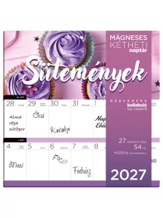   Lizzy Calendar mágneses, kétheti tervezőnaptár, 22x22cm, 2027, Sütemények 