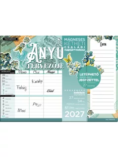   Lizzy Calendar mágneses, kétheti tervezőnaptár jegyzettömbbel, 30x22cm, 2027, Anyu tervezője scrapbook style 