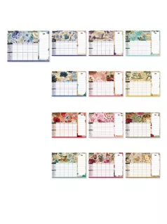   Lizzy Calendar mágneses, kétheti tervezőnaptár jegyzettömbbel, 30x22cm, 2027, Anyu tervezője scrapbook style 