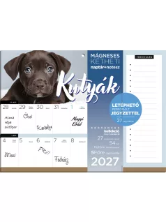   Lizzy Calendar mágneses, kétheti tervezőnaptár jegyzettömbbel, 30x22cm, 2027, Kutyák 