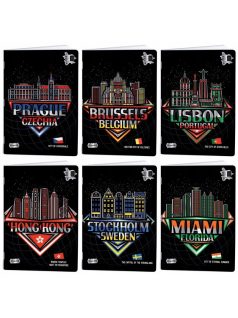 Cities Lipamill tűzött füzet A/4, 40 lap kockás