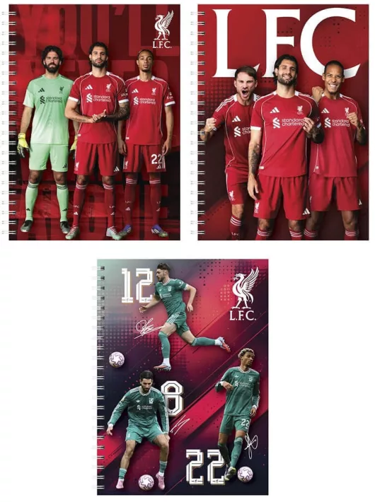 LIVERPOOL focis spirál füzet A/5, vonalas, 70 lap, többféle