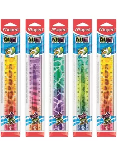 Vonalzó 20cm, műanyag, törhetetlen, Maped Twist'n Flex Decor Animals, többféle színben