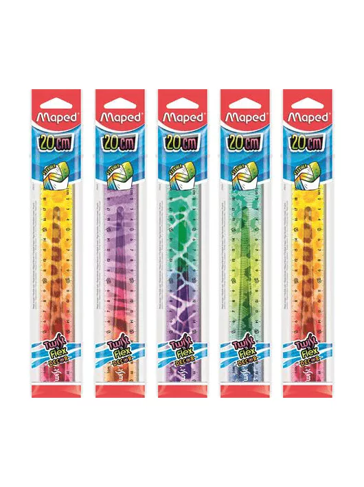 Vonalzó 20cm, műanyag, törhetetlen, Maped Twist'n Flex Decor Animals, többféle színben
