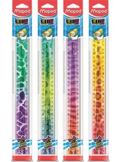 Vonalzó 30cm, műanyag, törhetetlen, Maped Twist'n Flex Decor Animals, többféle színben