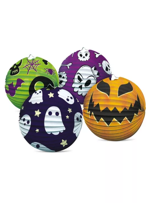 Halloween mintás gömb alakú papírlampion, 25 cm átmérő, 4 féle változat (LED nélkül)