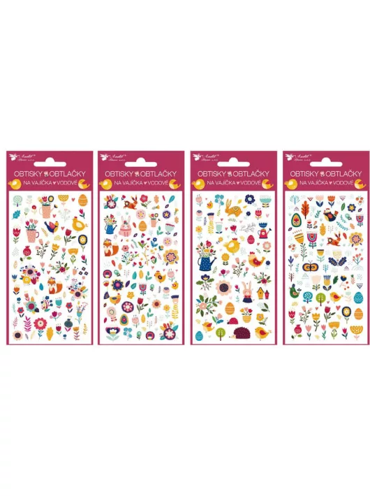 Matrica, húsvéti tojásra, vizes, 19x9cm, állatok és virágok, többféle, MFP