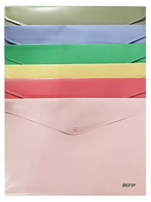 Irattartó tasak A/4, patentos, műanyag, MFP, pasztell színek