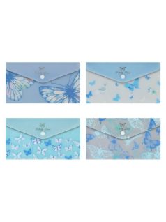   Irattartó tasak DL, patentos, műanyag, MFP, kék pillangós