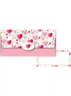Pénzes boríték, MFP, 55-075, rózsaszín, szivecskés