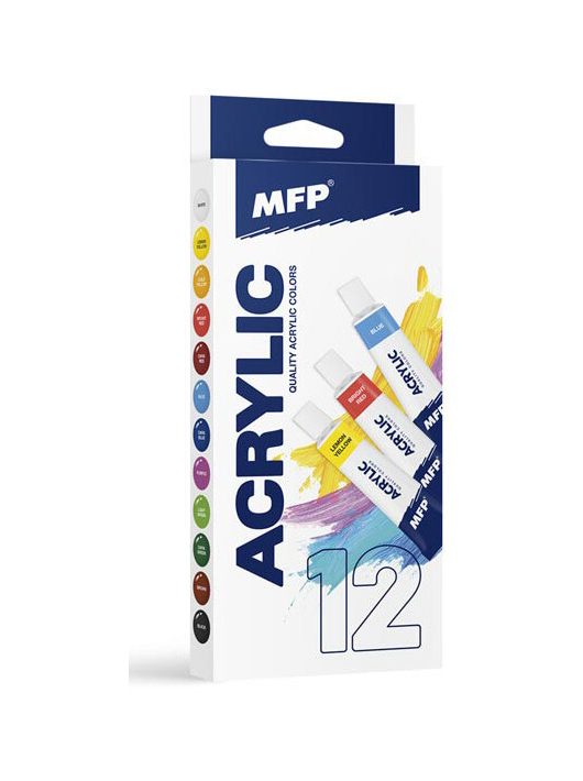 Akrilfesték készlet, 12 db-os, 12x12ml, MFP
