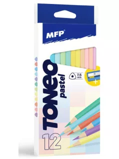   Színes ceruzakészlet 12 db-os, hegyezővel, háromszög test, pasztell, MFP