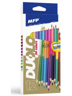   Színes ceruzakészlet 12/24, DUO (kétvégű), hegyezővel, háromszög test, MFP