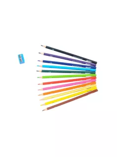  Színes ceruzakészlet 12 db-os, hegyezővel, háromszög test, illatos, MFP