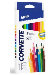   Színes ceruzakészlet 12 db-os, hegyezővel, háromszög test, MFP