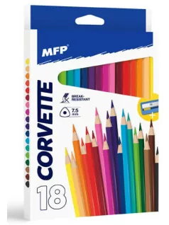   Színes ceruzakészlet 18 db-os, hegyezővel, háromszög test, MFP