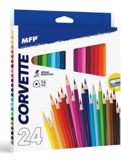   Színes ceruzakészlet 24 db-os, hegyezővel, háromszög test, MFP