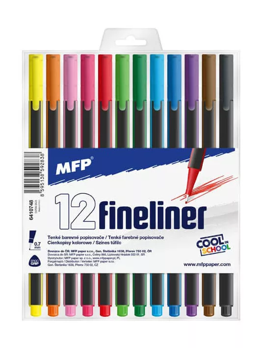 Tűfilc készlet 12 db-os, 0,7mm, háromszögletű, MFP