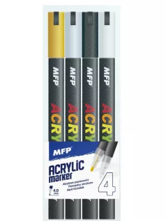  Akril filctoll készlet 4 db-os, 4 mm (arany, ezüst, fehér, fekete)