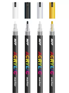   Akril filctoll készlet 4 db-os, 4 mm (arany, ezüst, fehér, fekete)