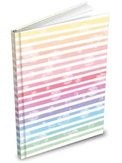   Jegyzetfüzet, keményfedeles notesz A/6, 100 lapos, sima, színes csíkos