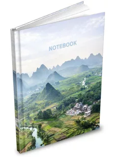   Jegyzetfüzet, keményfedeles notesz A/5, 100 lapos, sima, tájkép minta