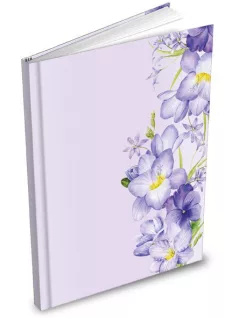   Jegyzetfüzet, keményfedeles notesz A/5, 100 lapos, kockás, lila virágos