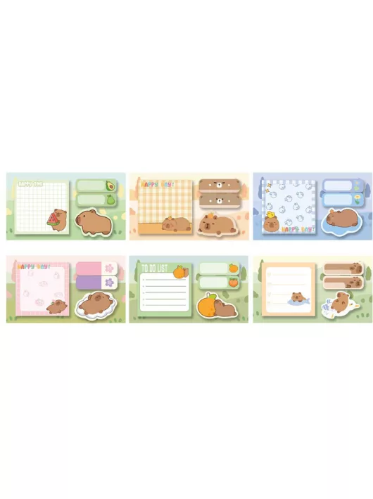 Kapibara öntapadós jegyzettömb, 4x20 lap, MFP, többféle változat