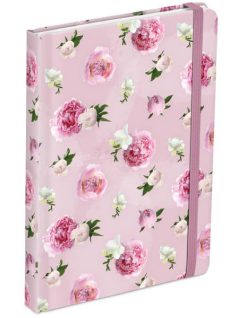   Keményfedeles notesz, A/5, 13x18cm, vonalas, 120 lapos, gumis pánttal, MFP, rózsaszín, bazsarózsa