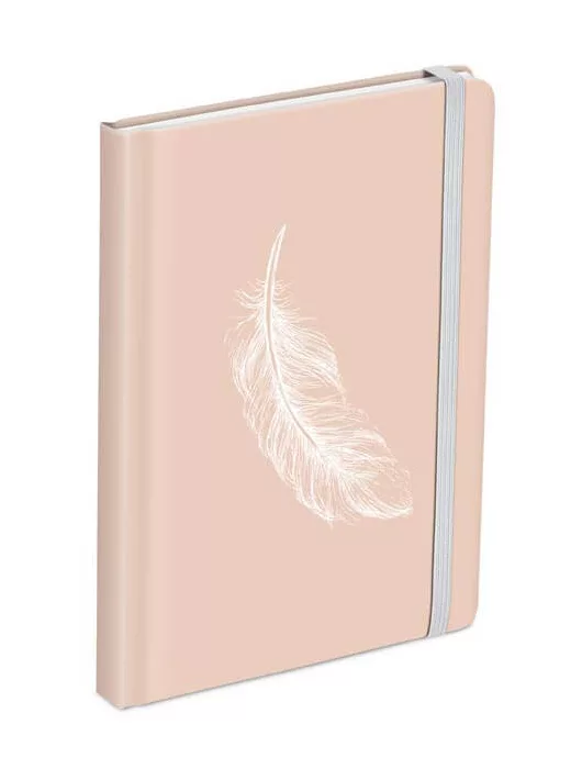 Keményfedeles notesz, A/5, 13x18cm, sima, 120 lapos, gumis pánttal, MFP, barack színű, levél