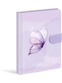   Keményfedeles notesz, 13x19cm, 120 lapos, mágneses záródással, MFP, lila, lepke