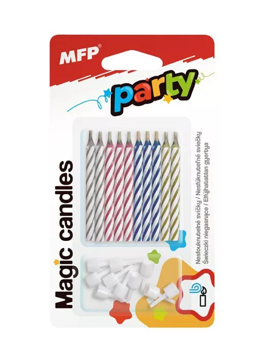 Születésnapi gyertya 10 db/csomag, 6 cm, újragyulladós, MFP Magic