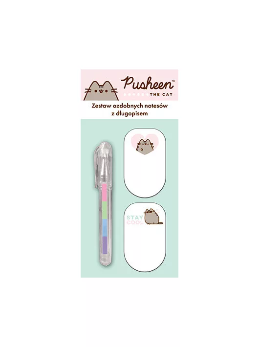Pusheen cicás jegyzettömb-, jelölőcímke készlet mini tollal, 3 db-os